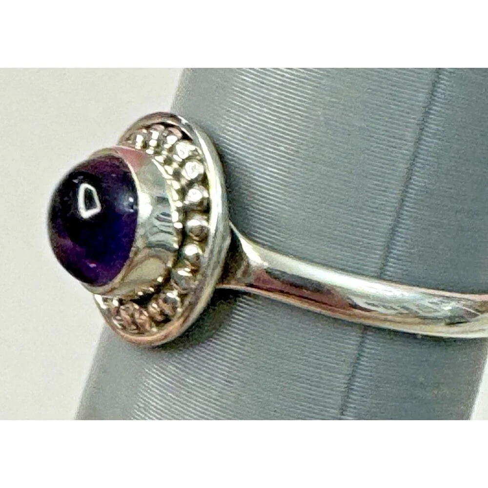 New 925 Amethyst Ring Size 8.5 – Purple Cabochon Halo